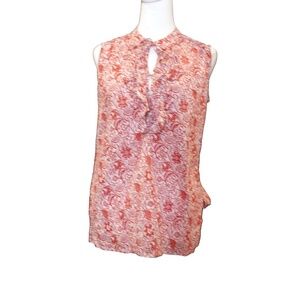 Derek Lam Floral Print tie neck COTTON blouse Women's Red White size L